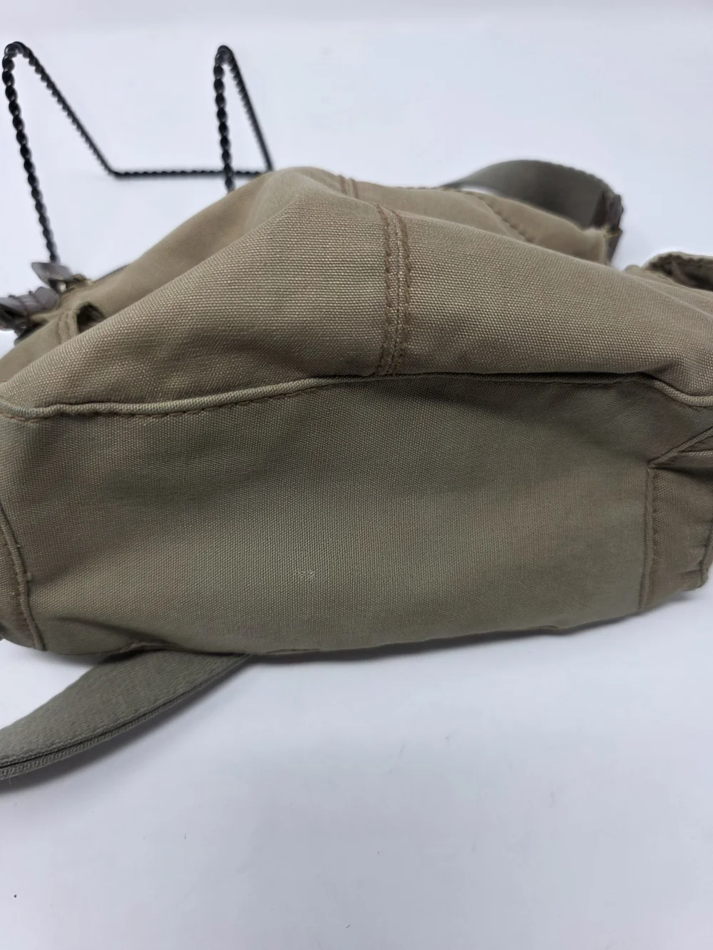 Fossil Tan Canvas Crossbody Bag Small Khaki Utility Shoulder Purse Leather Trim